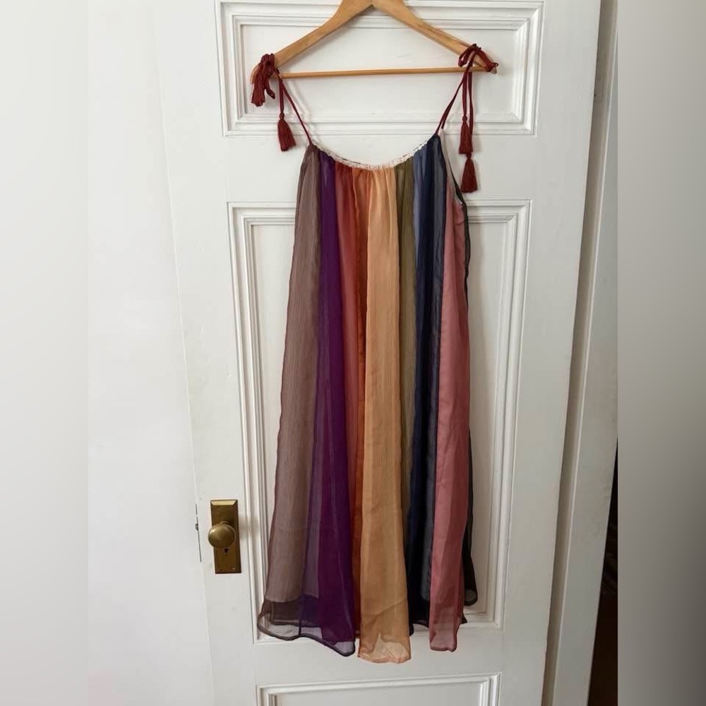 NWT Storia Vertical Striped Rainbow Dress